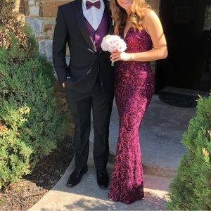 Windsor Plum CrossBody Sequin Dress